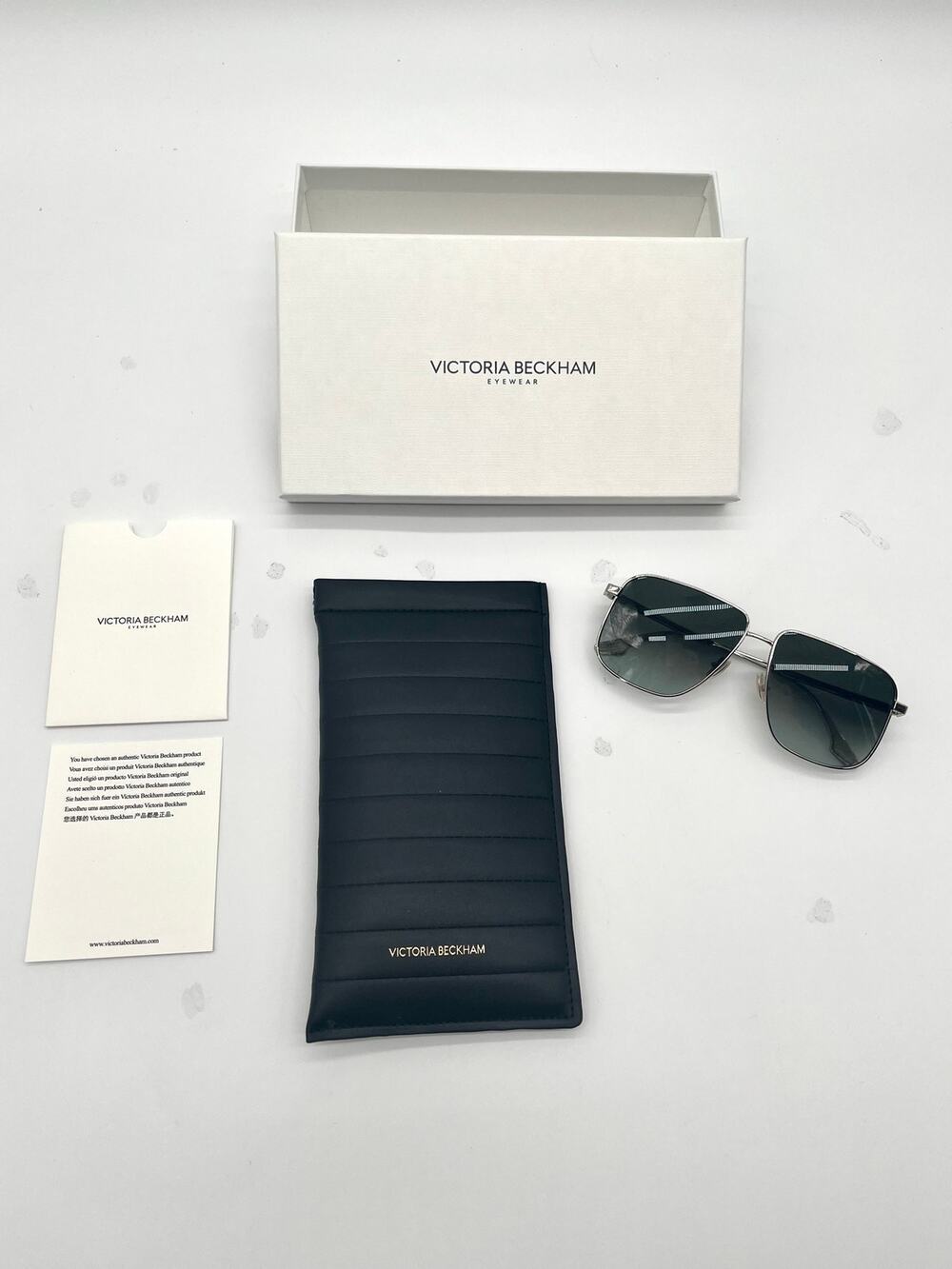 VICTORIA BECKHAM NEW Coin-Edge Navigator Sunglasses, Full Inclusion, Silver